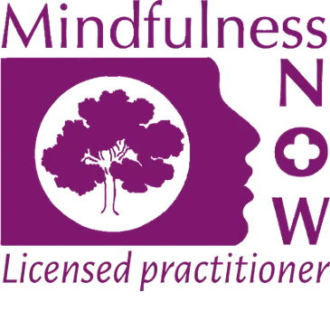 Mindfulness Now licensed practitioner logo in purple.