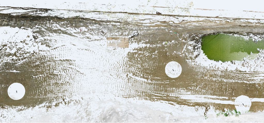 3D Laser Scanning for a project in NYC. Plan View detail from the 3D Point Cloud of the  excavation 