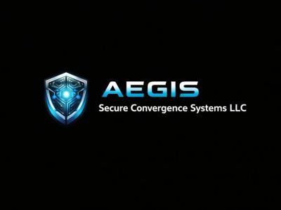 AEGIS Secure Convergence Systems LLC logo with a futuristic shield design.