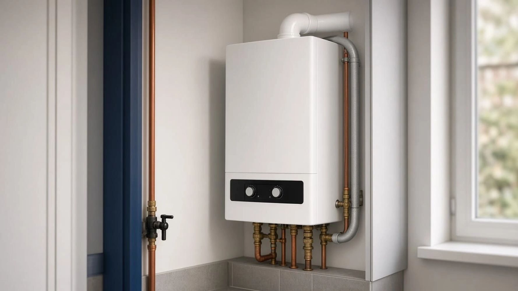 Modern combi boiler installation in Rotherham