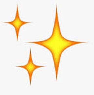 Three glowing golden sparkle stars on a white background.