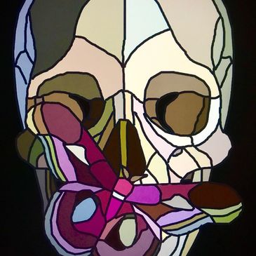 Color skull and moth design example. 