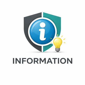 Information symbol with a shield and light bulb.