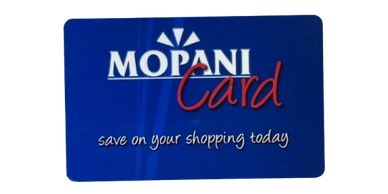 Blue Mopani Card with savings slogan.