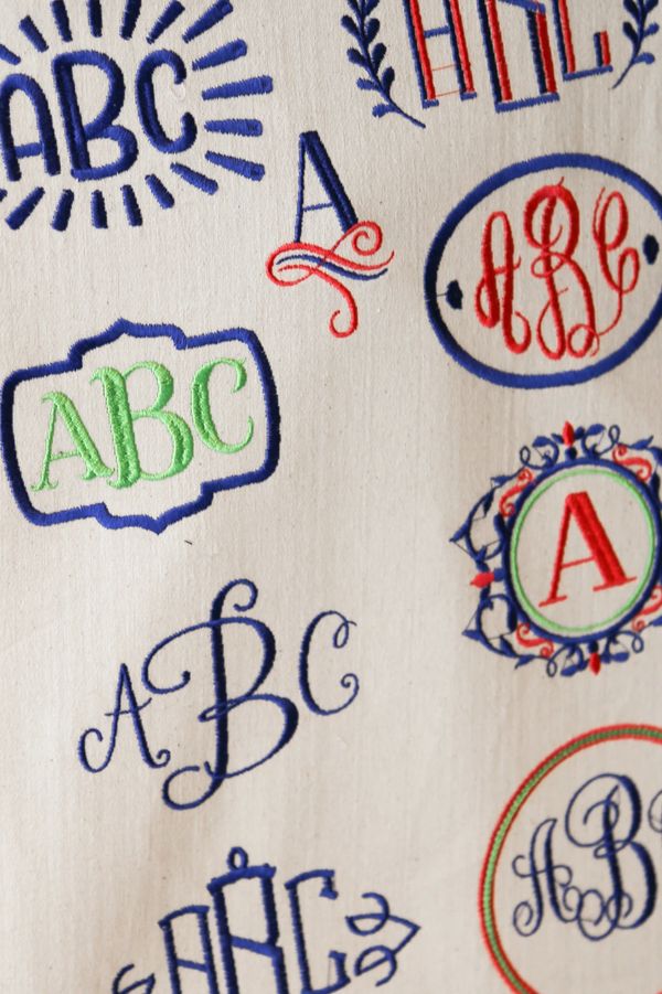 embroidery monogram menu