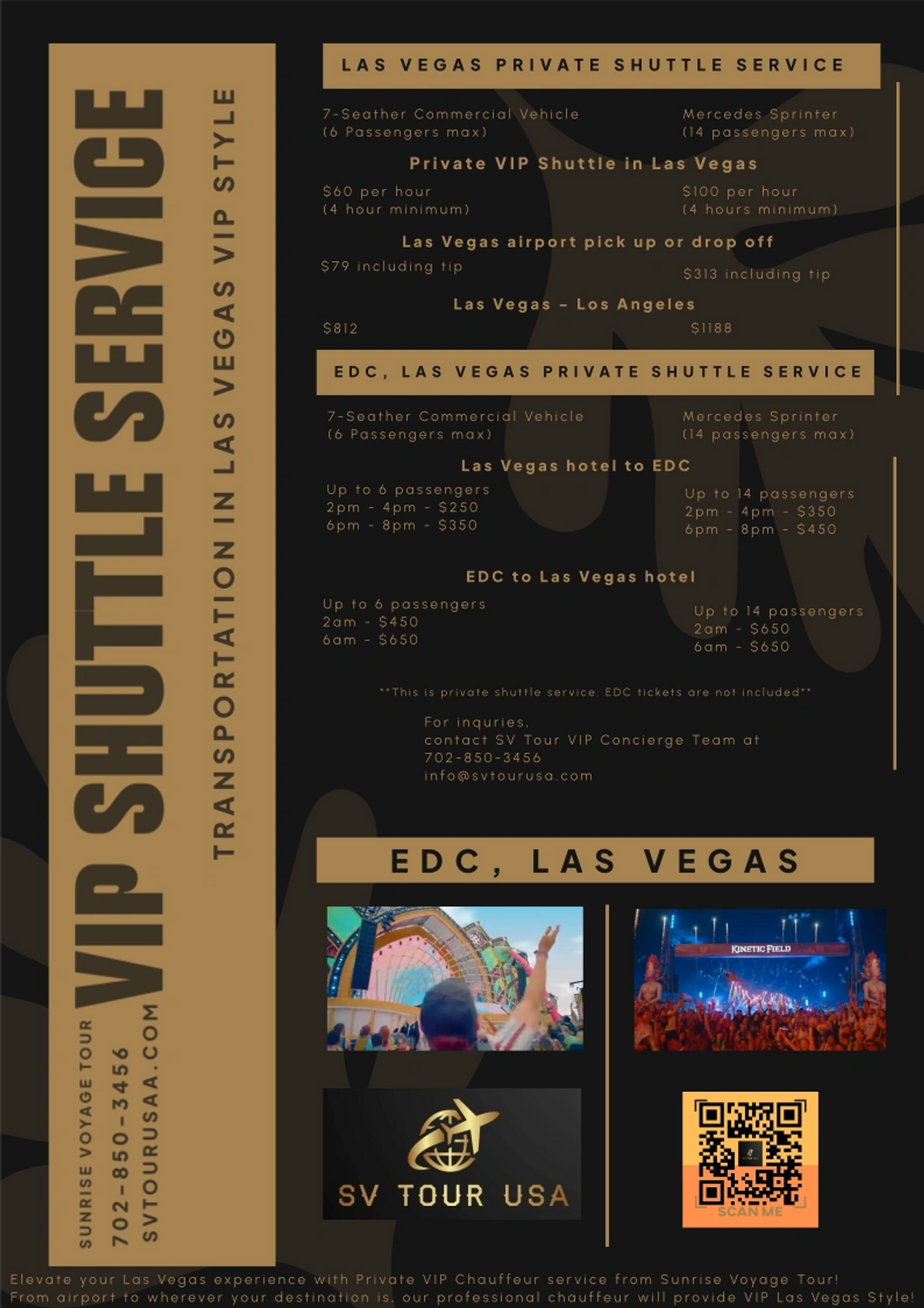 Sunrise Voyage Tour VIP Shuttle Service Price List