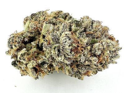 Close-up of a cannabis bud with trichomes.
