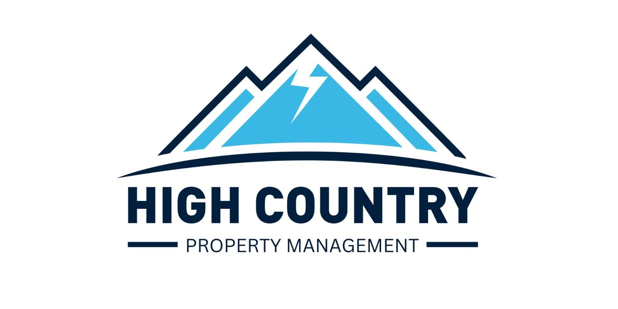 Logo of High Country Property Management with mountains and lightning symbol.