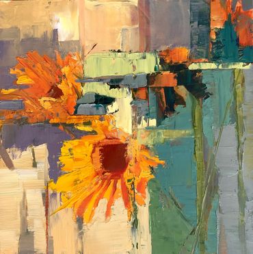Abstract, sunflowers, yellow
