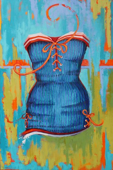 Orange Swirl 24x36 oil  on 1.5" gallery wrap canvas SOLD by Frying Pan Gallery