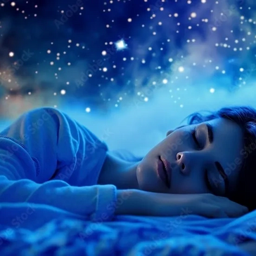 A woman asleep, dreaming deeply, having spiritual experience dreaming.