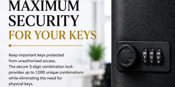 Close-up of a secure 3-digit combination lock for key protection.