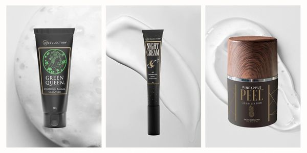 Jo Collection skincare including the Pineapple Peel, Night Cream and Green Queen facial wash