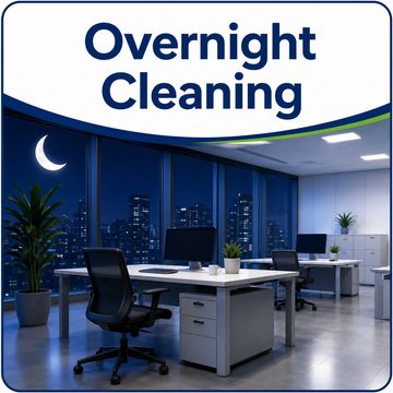 Office space cleaned overnight with city view.