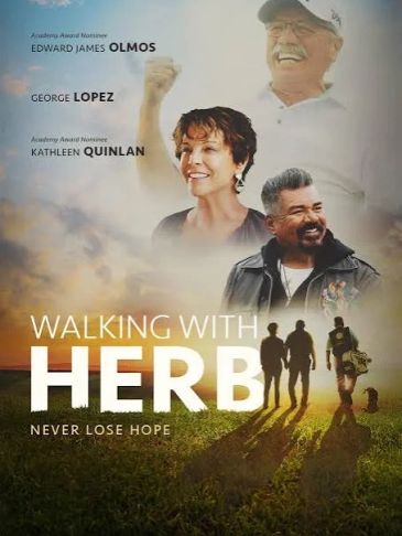Movie poster for "Walking With Herb" with cast names and hopeful theme.