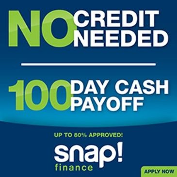 Advertisement for a finance company offering no credit needed and 100-day cash payoff.
