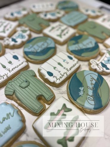 Fishing baby shower, fishing cookie