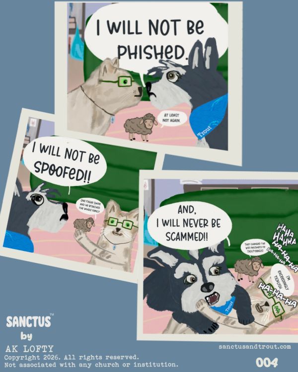 Animals vow not to be phished, spoofed, or scammed in a comic.