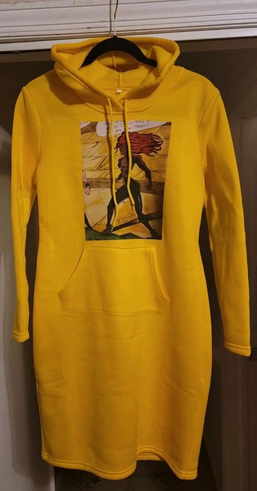THE SCLIT YELLOW HOODIE DRESS