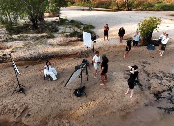 photograph of Jess Mauboy in Jabiru being filmed by Wayne Quilliam