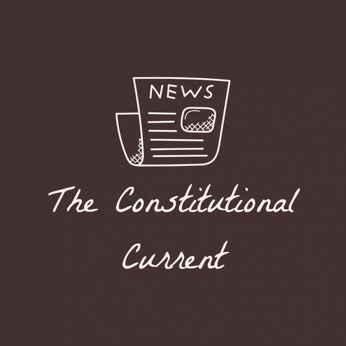 Logo with a newspaper icon and the text 'The Constitutional Current'.