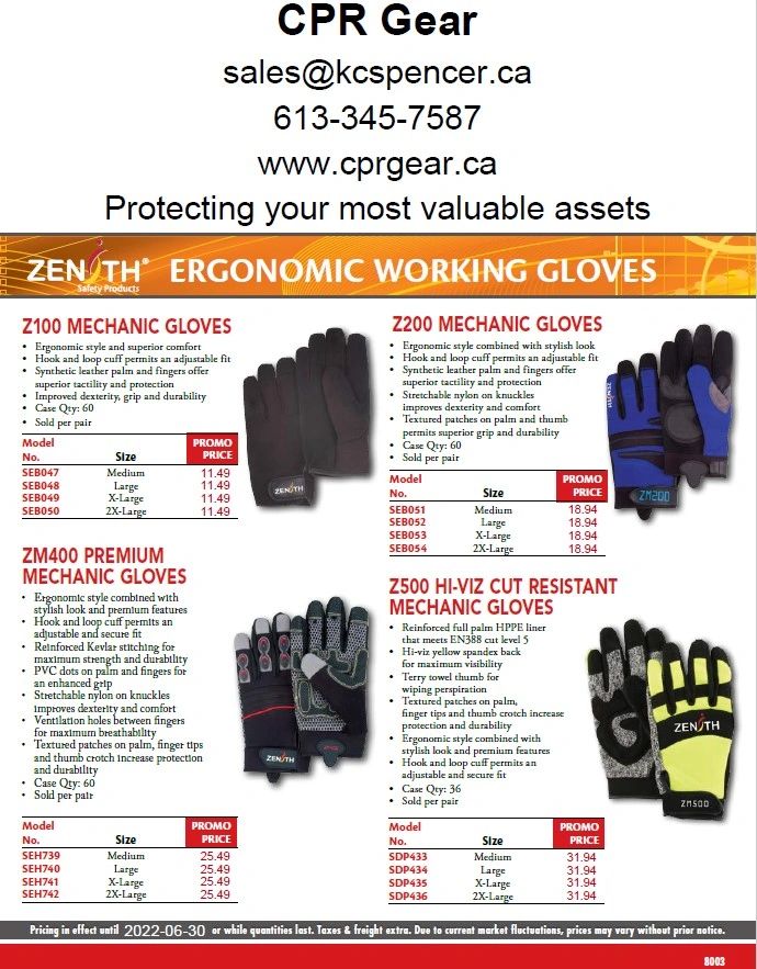 Ergonomic Working Gloves flyer with all the information 