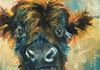 Holy Cow - Oil 6x6 mounted on a 1.5" depth cradle panel ready to hang $135