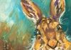Hare Oil 6x6 mounted on a 1.5" depth cradle panel ready to hang $135