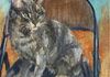Stray Cat - Oil 6x6 mounted on a 1.5" depth cradle panel ready to hang $135