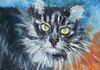 Barn Cat - Oil 6x6 mounted on a 1.5" depth cradle panel ready to hang SOLD
