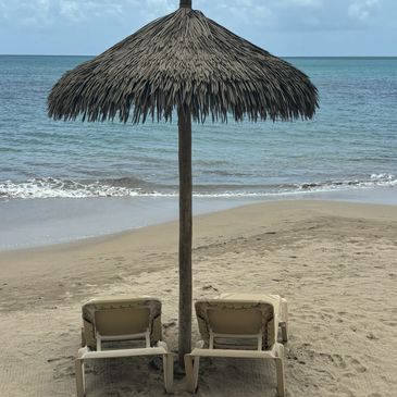Relaxing on the beach in St Lucia