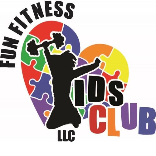 Fun fitness kids club logo, soft play party event rentals