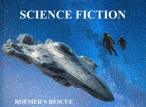 Spaceship and astronauts in deep space, science fiction theme.