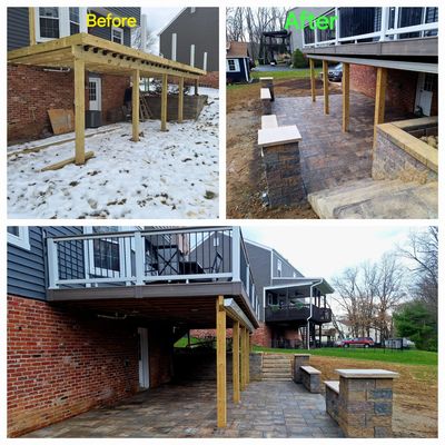 a beautiful paver patio with a low stone wall in wexford, pa