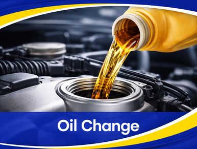 Motor oil being poured into a car engine for an oil change.