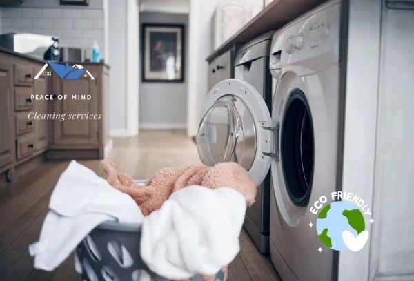 Eco-friendly in-home laundry by Peace of Mind Cleaning. Fresh, safe, plant-based cleaning.