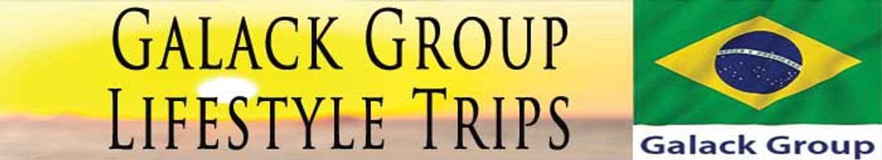 Logo for Galack Group Lifestyle Trips with Brazilian flag.