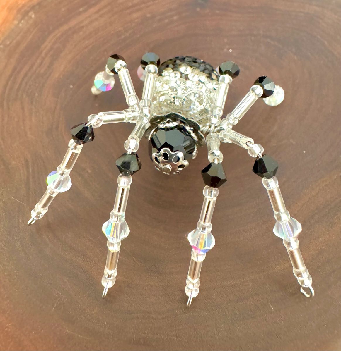 Small Icy Black Rhinestone Twisted Spider