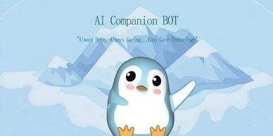 Cute penguin mascot for AI Companion BOT.