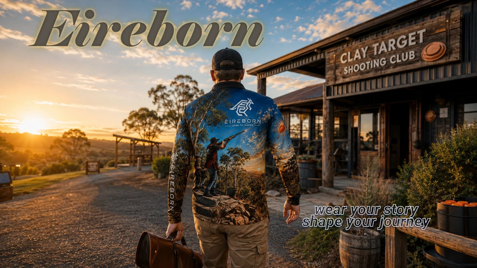 eireborn shooter walking to the clubhouse wearing his eireborn printedtop