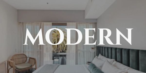 Modern bedroom with minimalistic design.