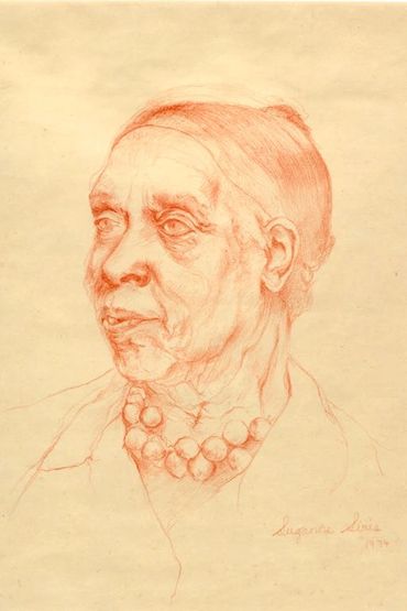 An elderly woman looking away