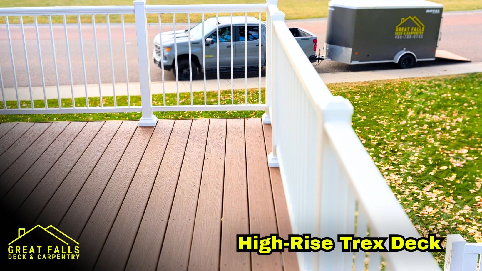 Trex composite deck with contractor truck and trailer in Great Falls, Montana