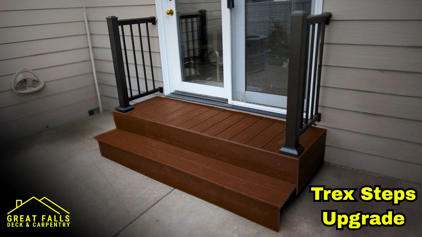 Custom Trex entry steps with railing in Great Falls, Montana