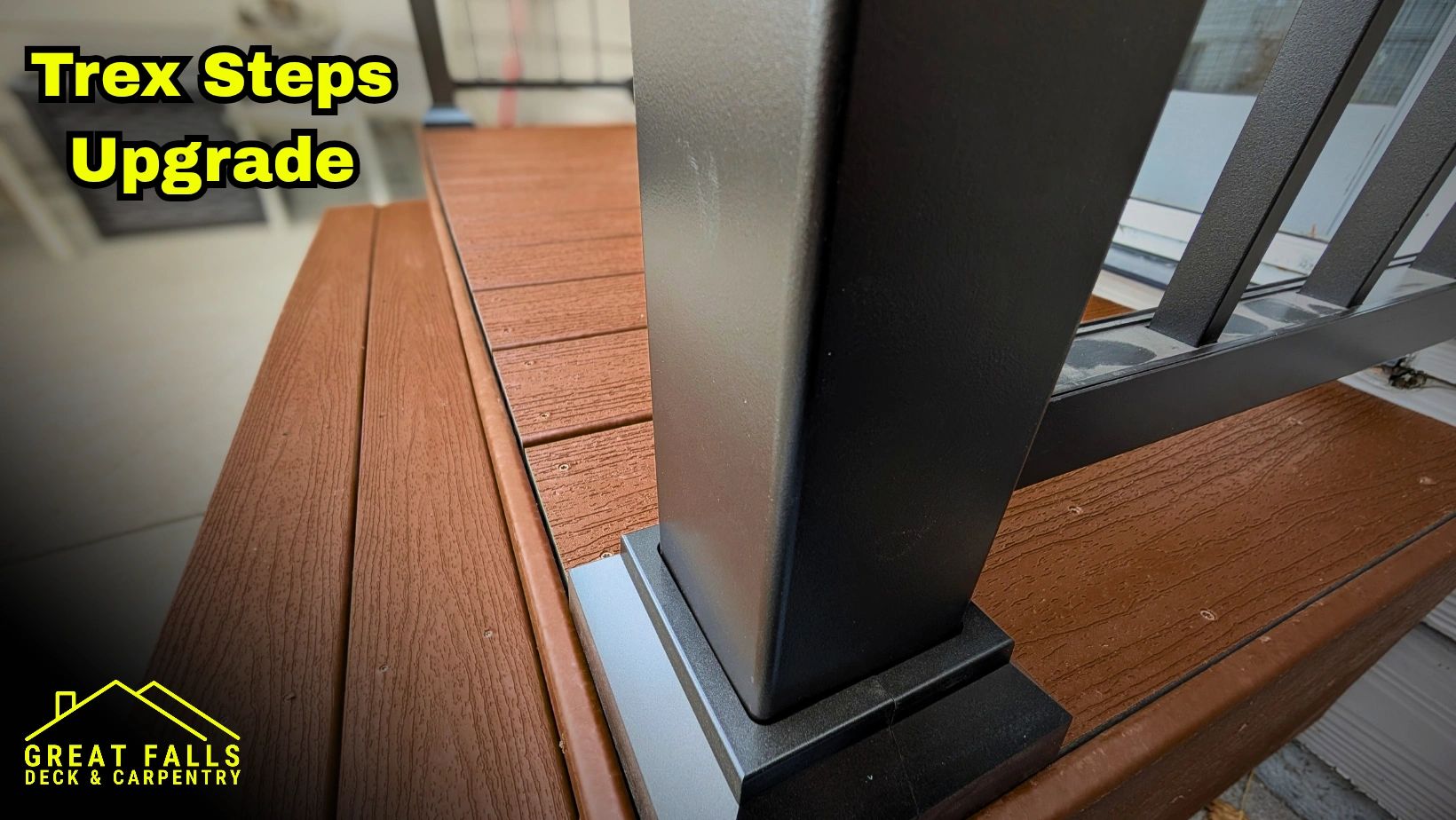 Trex step upgrade with black railing in Great Falls, MT