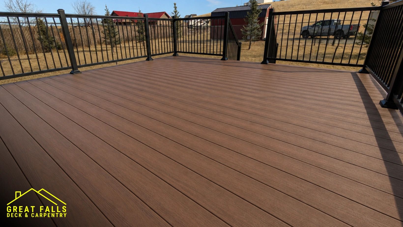 Professionally built backyard composite deck designed for durability, beauty, and outdoor living.