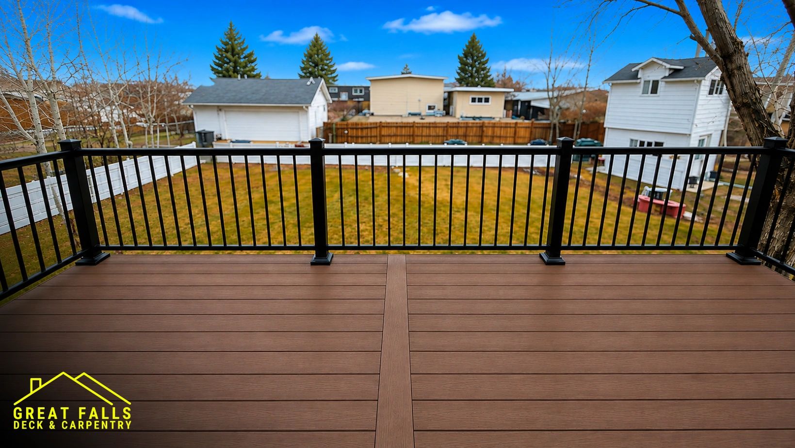 Elevated Trex Deck with Aluminum Railings | Great Falls, MT