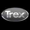 Trex logo in silver on a black background.