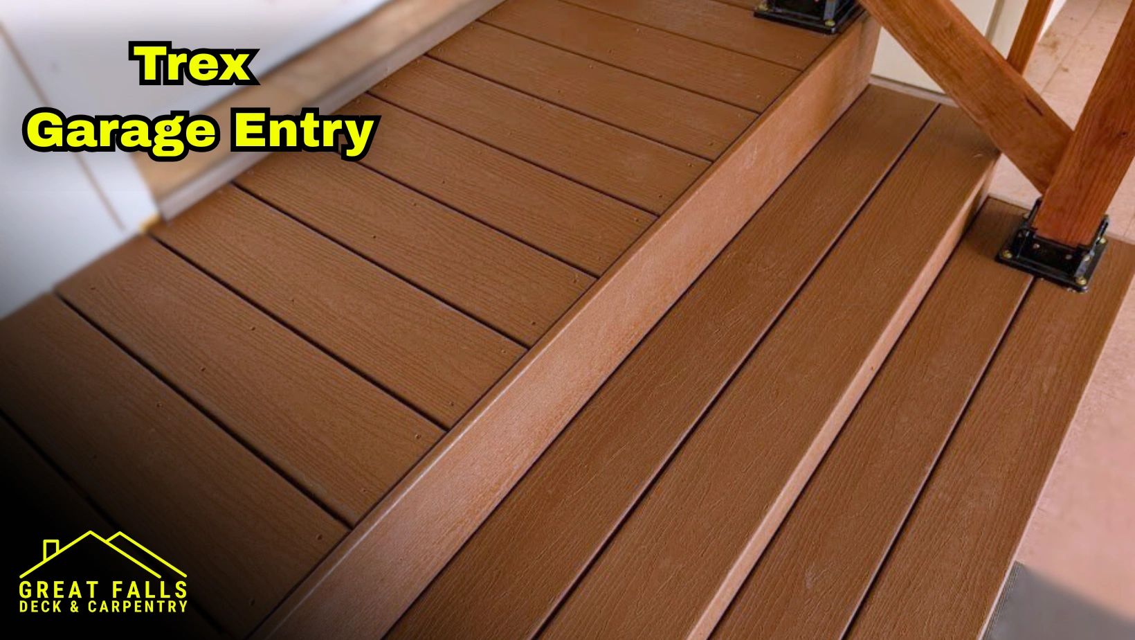 Trex entry steps with wood railing built in Great Falls, Montana