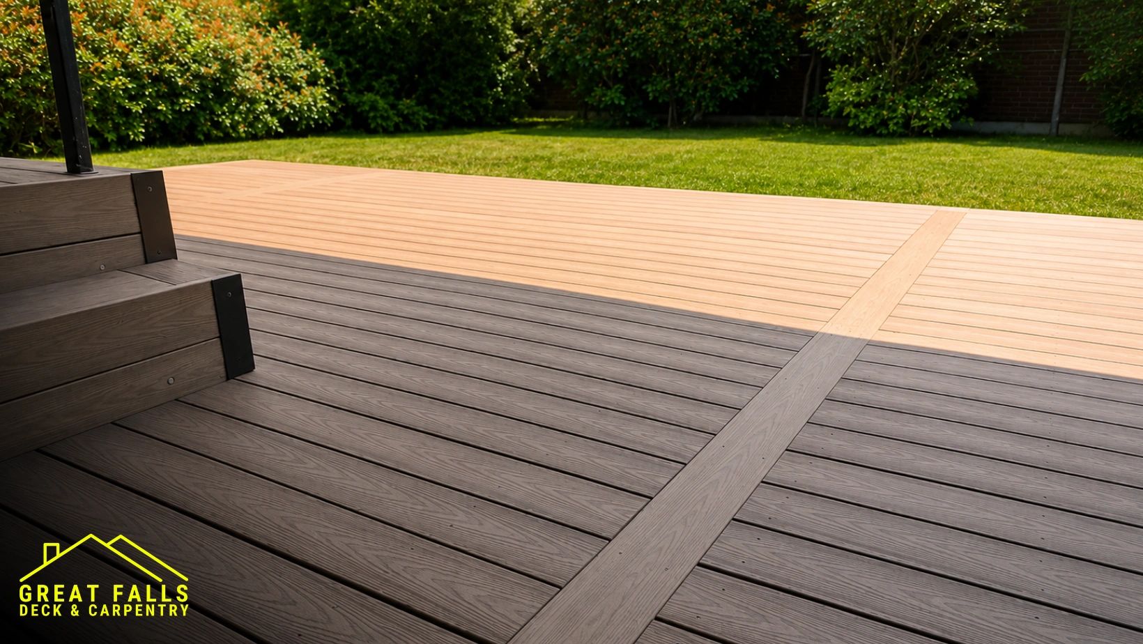 Composite patio deck with clean border design in Great Falls, MT